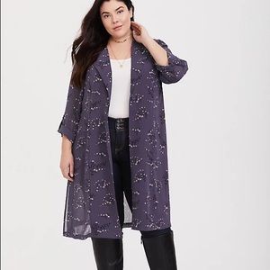 TORRID Georgette Trench Jacket Grey Floral Sz 2X